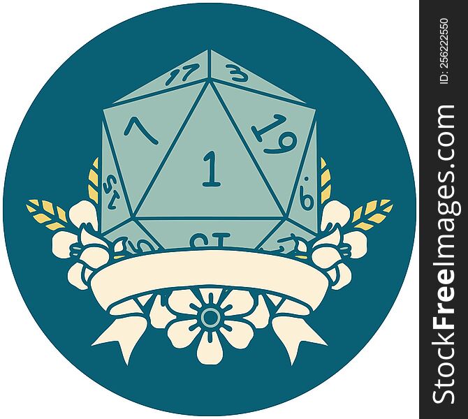 natural one d20 dice roll illustration