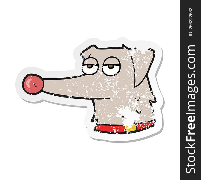retro distressed sticker of a cartoon dog with collar
