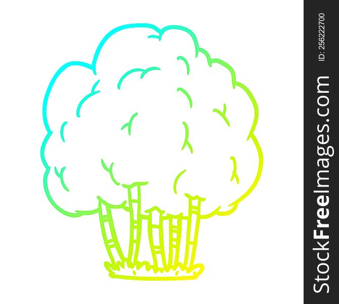 Cold Gradient Line Drawing Cartoon Tree