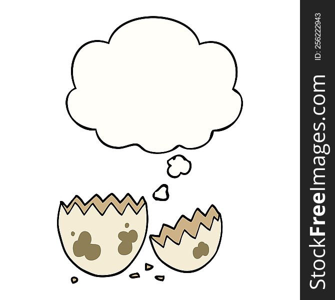 cartoon cracked egg with thought bubble. cartoon cracked egg with thought bubble