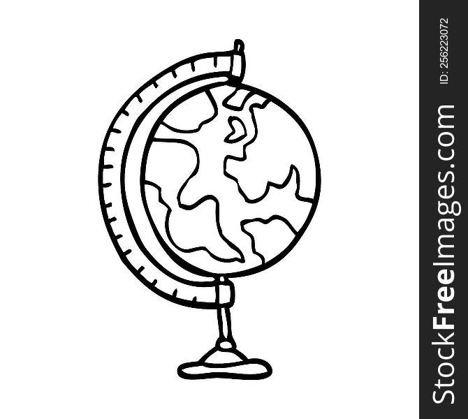 line drawing cartoon globe