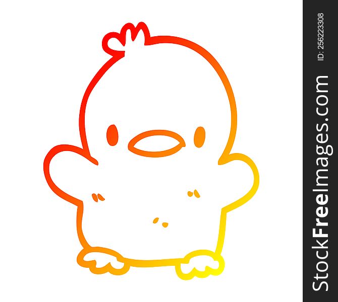Warm Gradient Line Drawing Cute Cartoon Chick