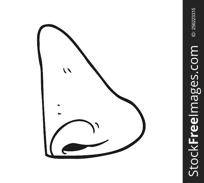 freehand drawn black and white cartoon human nose