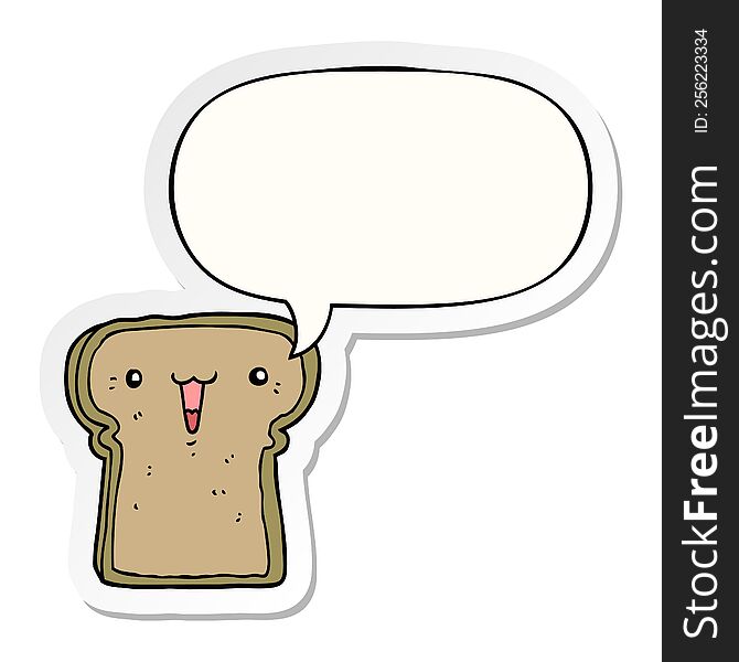 cute cartoon toast with speech bubble sticker
