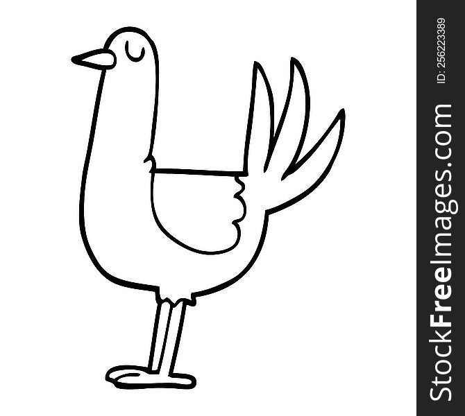 line drawing cartoon tall bird