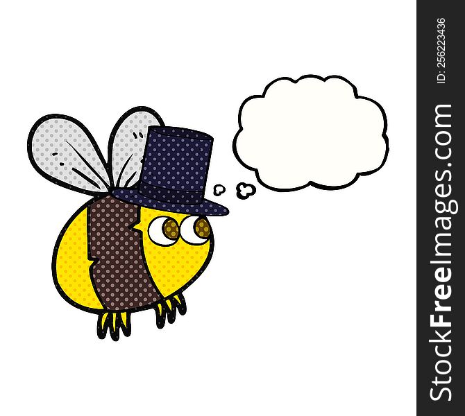 Thought Bubble Cartoon Bee In Top Hat