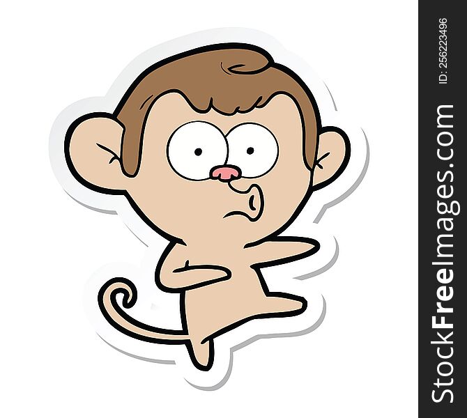 Sticker Of A Cartoon Dancing Monkey