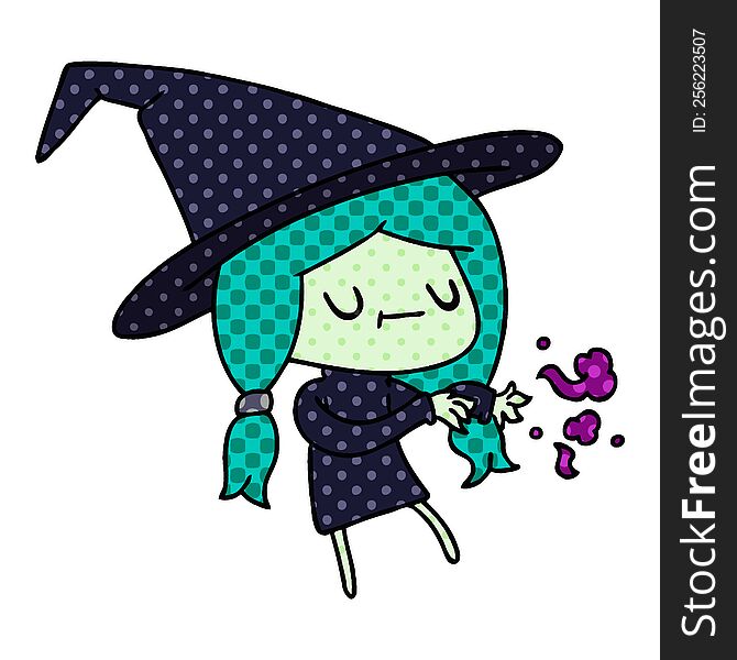 cartoon of cute kawaii witch