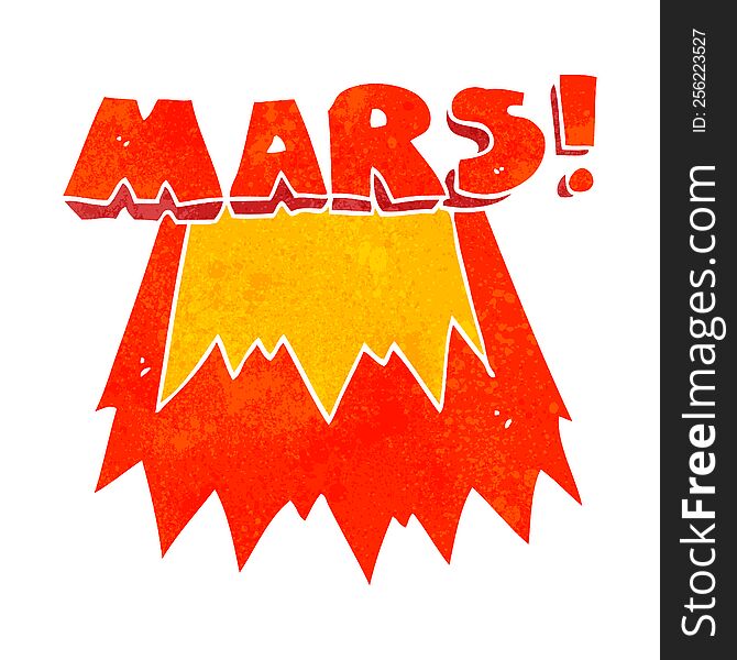 freehand retro cartoon Mars text symbol