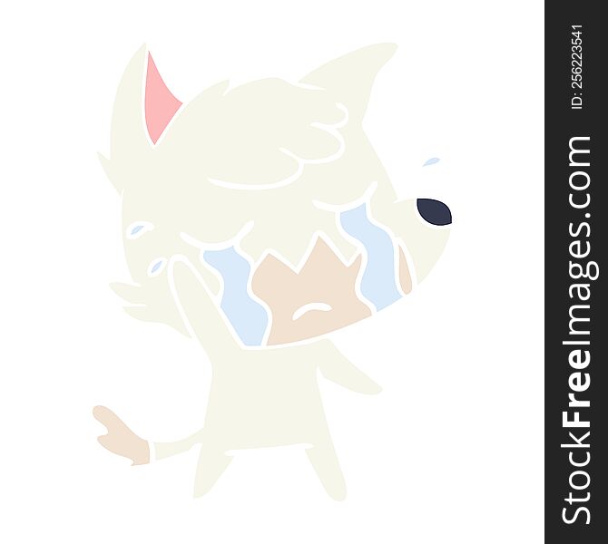 Crying Waving Fox Flat Color Style Cartoon