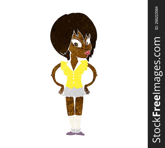 Cartoon Woman With Hands On Hips
