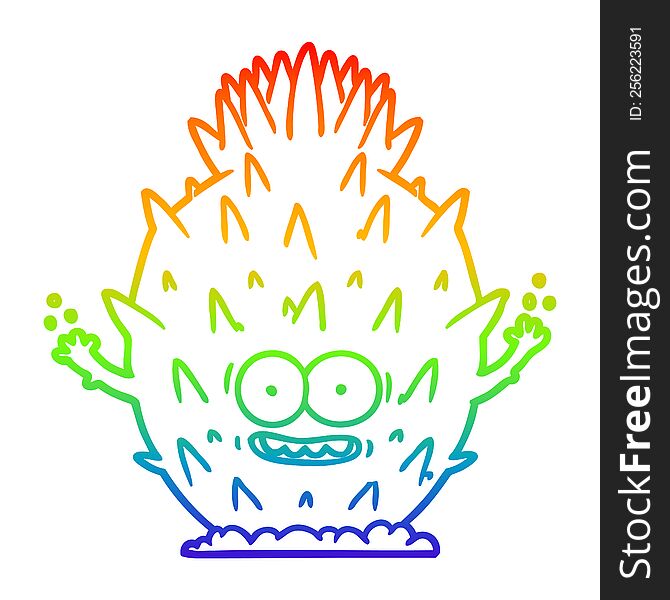 rainbow gradient line drawing of a cartoon cactus