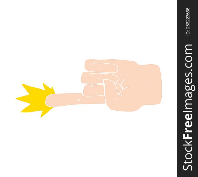 Flat Color Illustration Of A Cartoon Pointing Hand