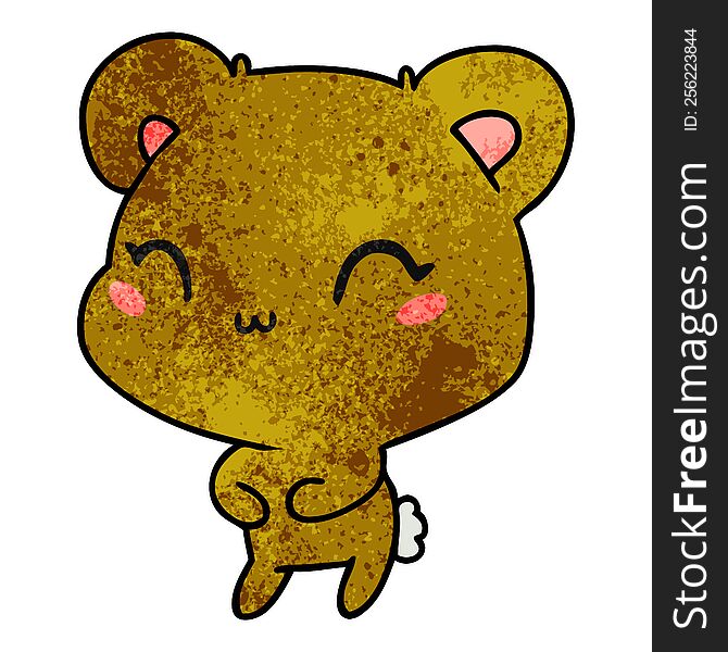 textured cartoon illustration kawaii cute teddy bear. textured cartoon illustration kawaii cute teddy bear