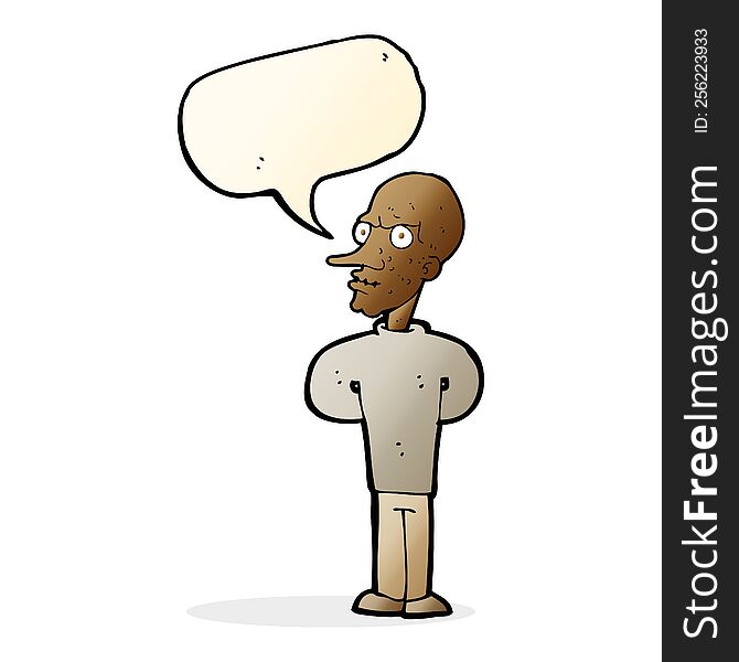 Cartoon Evil Bald Man With Speech Bubble