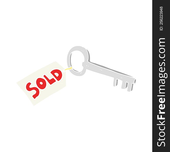 flat color illustration of new house key. flat color illustration of new house key