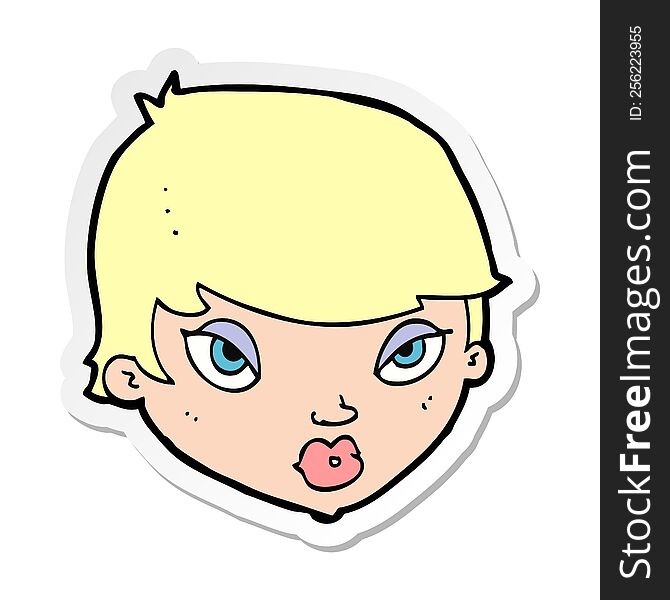 Sticker Of A Cartoon Unimpressed Woman