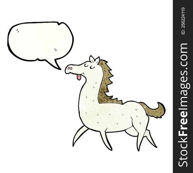 freehand speech bubble textured cartoon horse