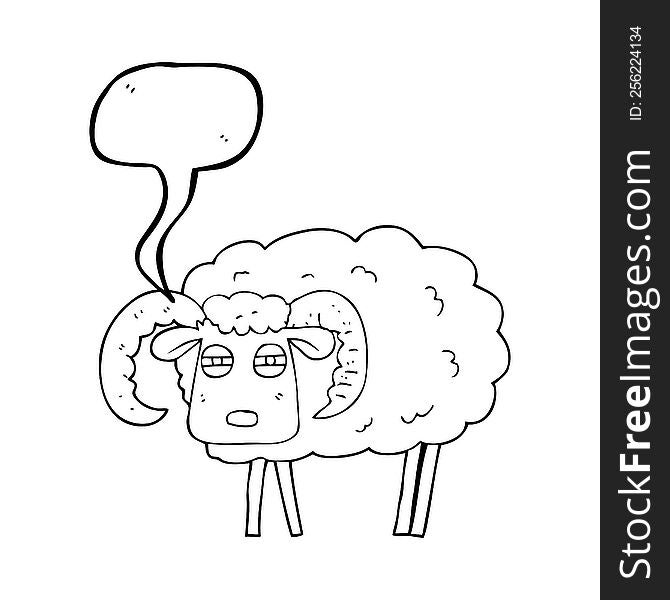 freehand drawn speech bubble cartoon ram