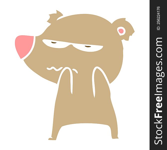 Annoyed Bear Flat Color Style Cartoon