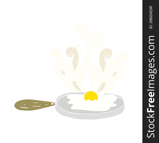 Frying Flat Color Illustration Of A Cartoon Egg