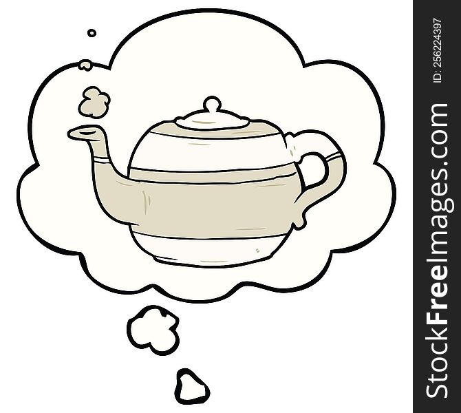 cartoon teapot with thought bubble. cartoon teapot with thought bubble