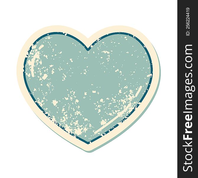 Distressed Sticker Tattoo Style Icon Of A Heart