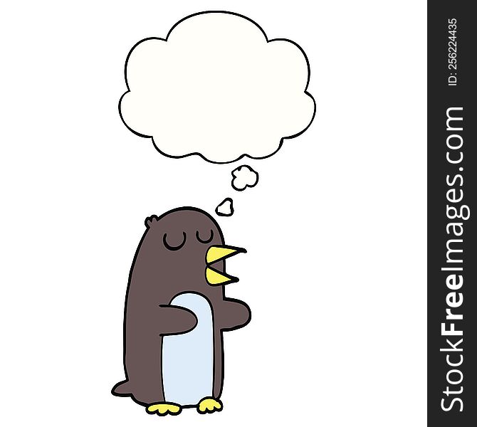 cartoon penguin with thought bubble. cartoon penguin with thought bubble