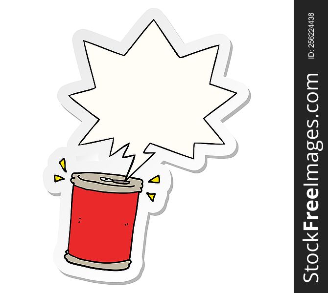 Cartoon Soda Can And Speech Bubble Sticker