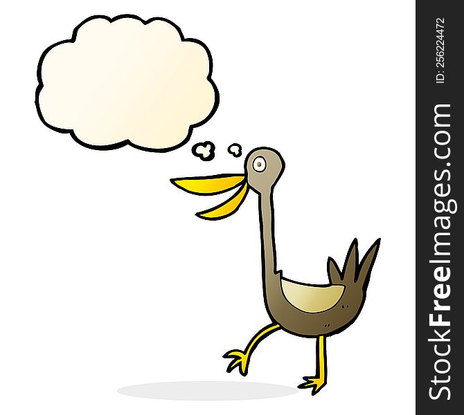 funny cartoon duck with thought bubble