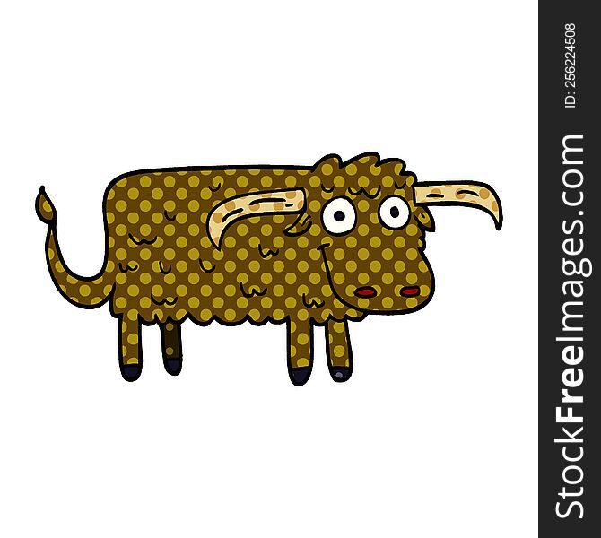 cartoon doodle hairy cow