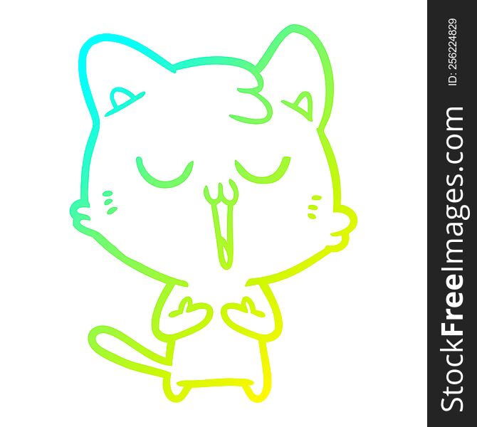 cold gradient line drawing cartoon cat singing