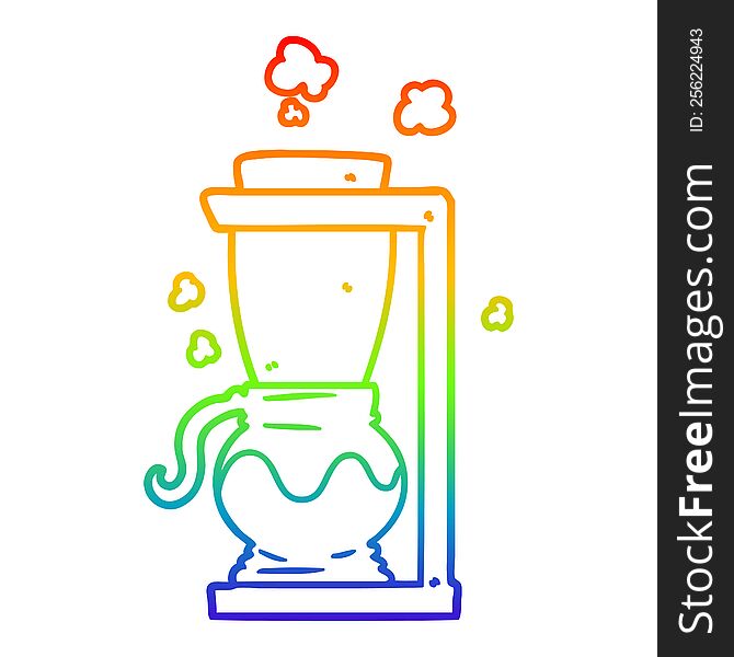 Rainbow Gradient Line Drawing Cartoon Filter Coffee Machine