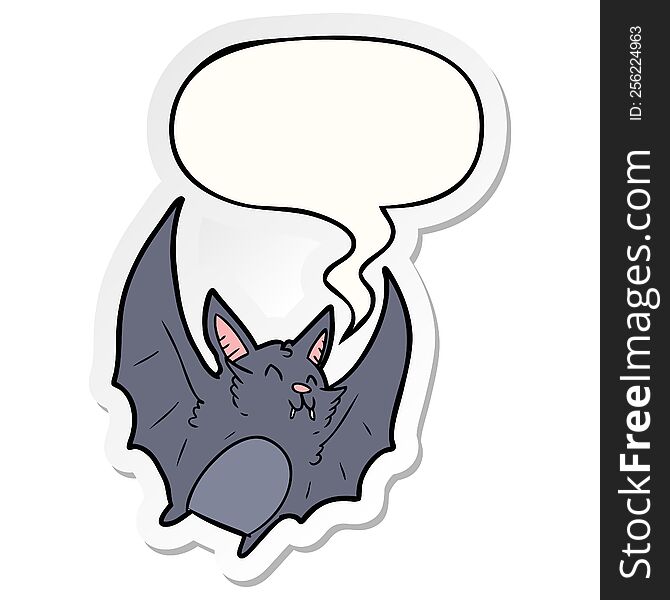 Cartoon Vampire Halloween Bat And Speech Bubble Sticker