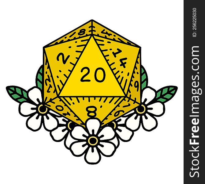 Traditional Tattoo Of A D20
