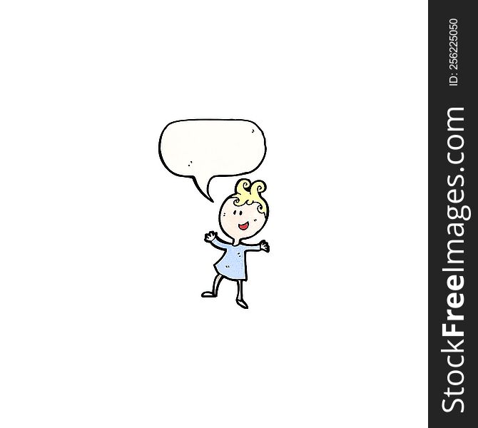 Cartoon Girl With Speech Bubble