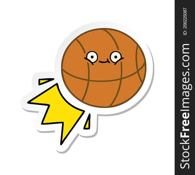 Sticker Of A Cute Cartoon Basketball