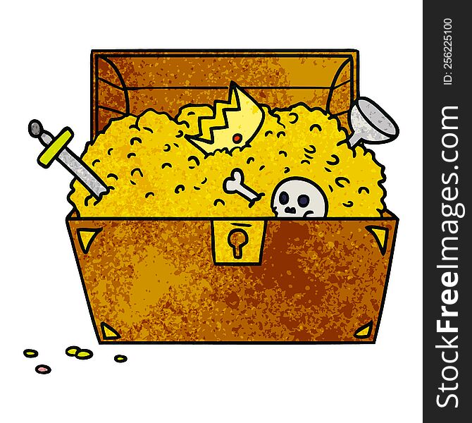 hand drawn textured cartoon doodle of a treasure chest