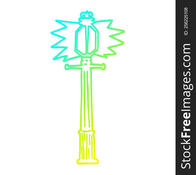 cold gradient line drawing of a cartoon lamp post