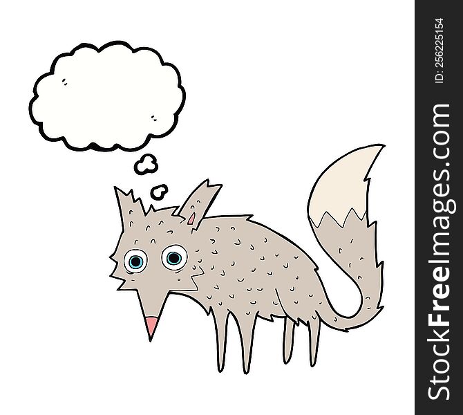 Funny Cartoon Wolf With Thought Bubble