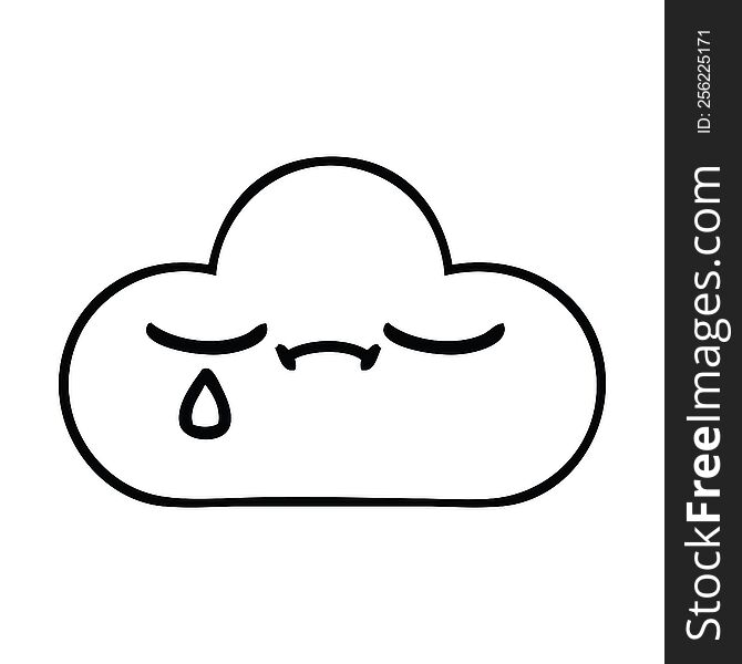 Line Drawing Cartoon Sad Cloud