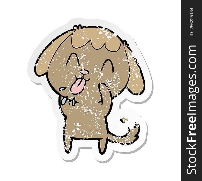 Distressed Sticker Of A Rude Dog Cartoon