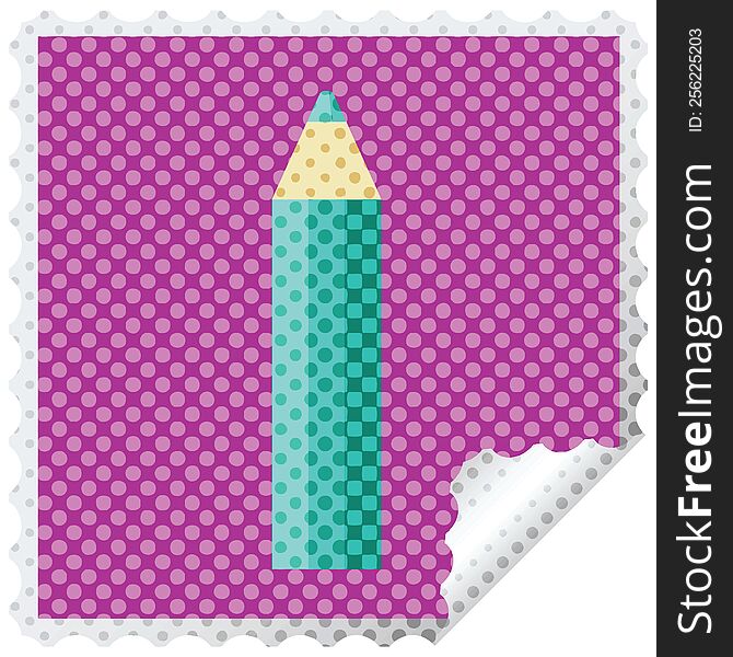 green coloring pencil graphic vector illustration square sticker stamp