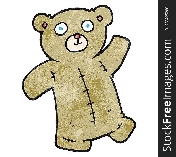 freehand textured cartoon teddy bear