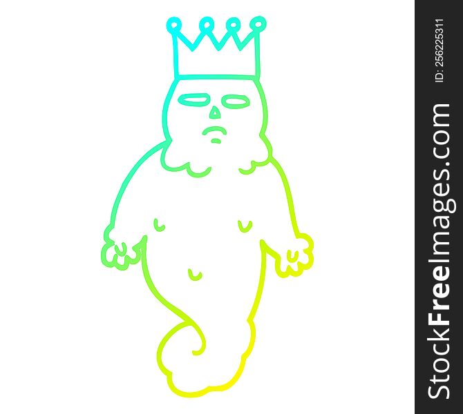 cold gradient line drawing of a cartoon spooky ghost king