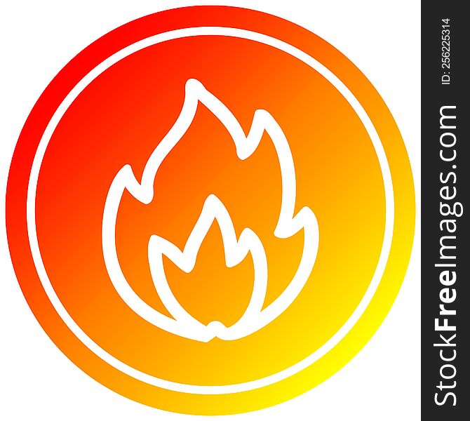 simple flame circular icon with warm gradient finish. simple flame circular icon with warm gradient finish