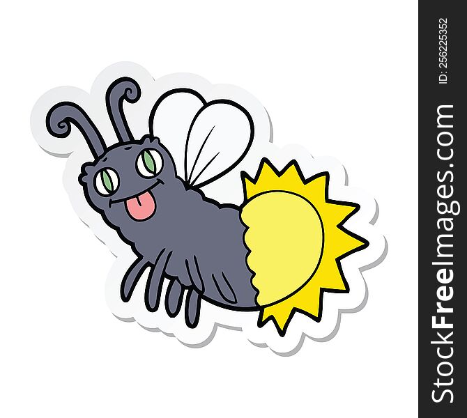 sticker of a cartoon firefly