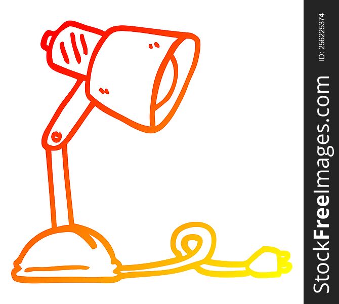 warm gradient line drawing of a cartoon desk lamp