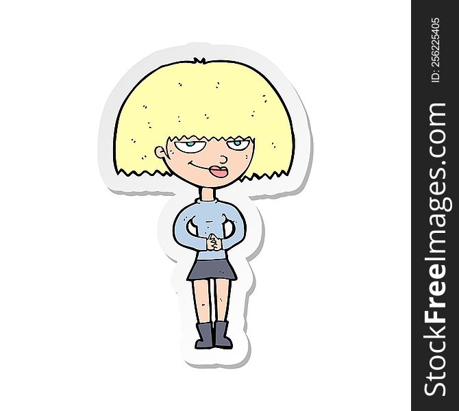 Sticker Of A Cartoon Sly Woman