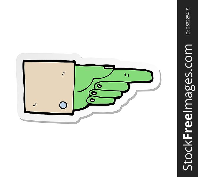 Sticker Of A Cartoon Pointing Zombie Hand